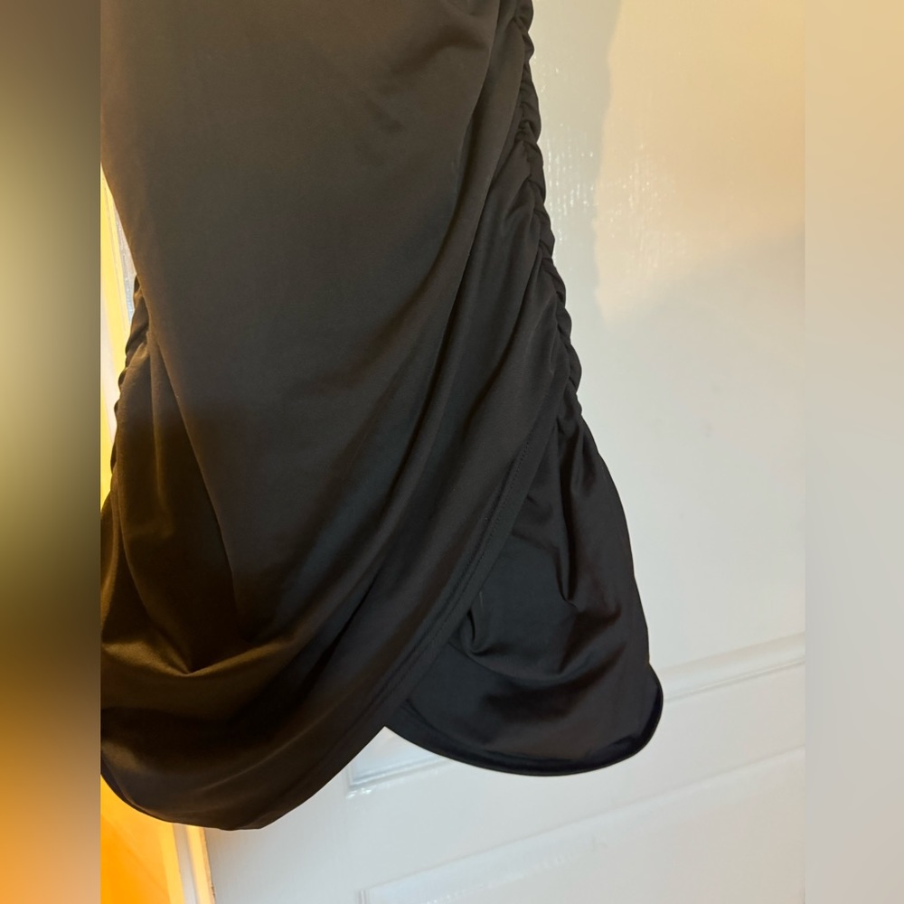Shein Ruched Black Bodycon Dress Size Large - Picture 6 of 8